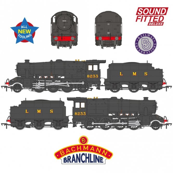 Bachmann LMS 8F with Riveted Tender 8233 LMS Black (Sound Fitted Deluxe)
