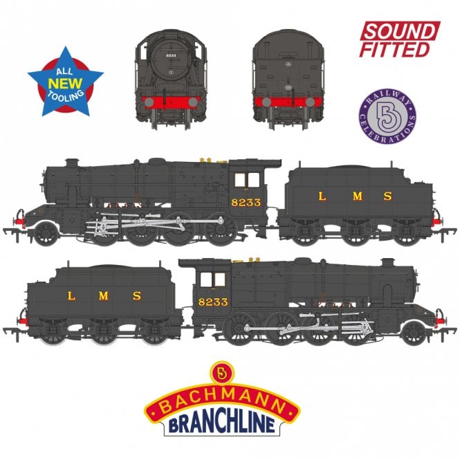 Bachmann LMS 8F with Riveted Tender 8233 LMS Black (Sound Fitted)