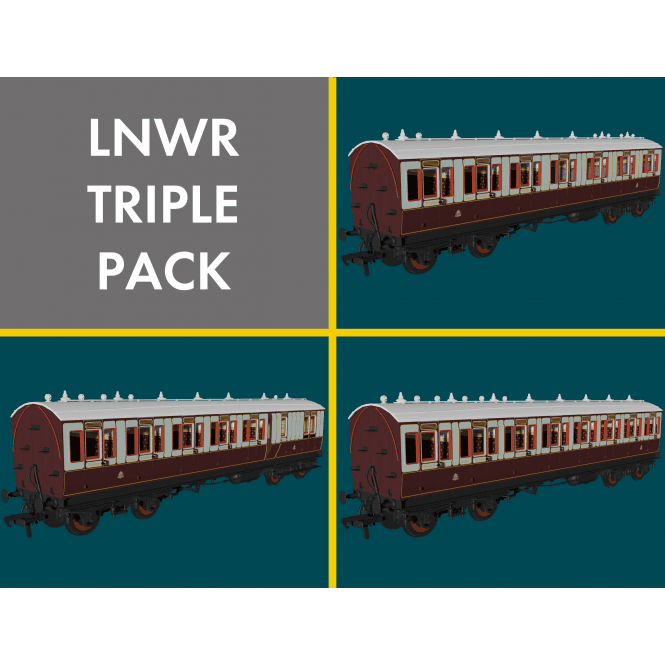 Rapido UK LNWR 'Evolution' 48ft Non-Corridor Carriage Triple Pack