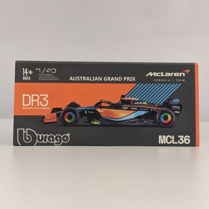 Bburago McLaren F1 MCL 36 #3 Daniel Ricciardo (with helmet) 2022 (1:43)