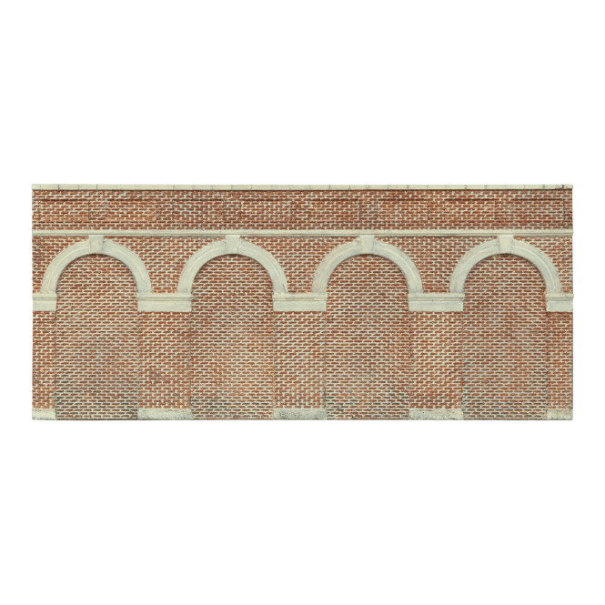 Hornby Mid Level Arched Retaining Walls x2 (Red Brick)