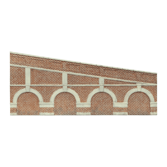 Hornby Mid Stepped Arched Retaining Walls x2 (Red Brick)