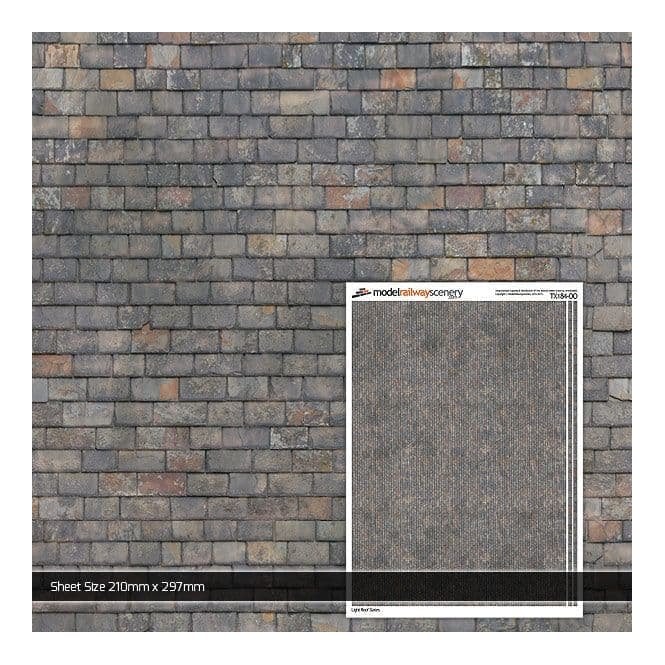Scale Model Scenery Mixed Grey Roof Slates Texture Paper (Pk of 5) (OO)