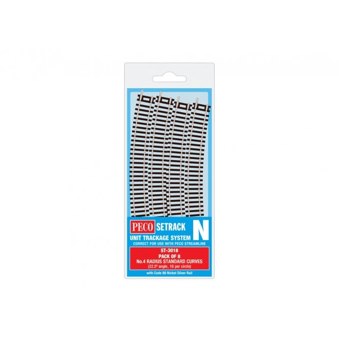 Peco No.4 Radius Standard Curve - 333.4mm Radius (Pack of 8)