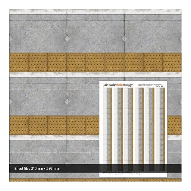 Scale Model Scenery NR Plat. Edge Coping With Buff Tactile Paving (Pk5) (OO)