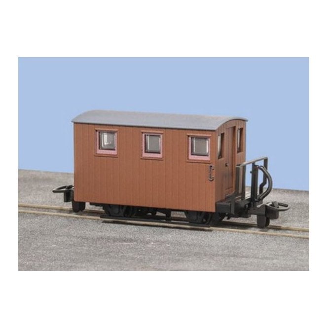 Peco OO-9 Ffestiniog 4-Wheel Quarryman's Coach, 1 Balcony, Brown