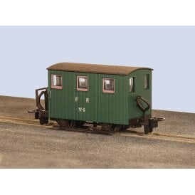 OO-9 Ffestiniog 4-Wheel Quarryman's Coach, 1 Balcony, Green