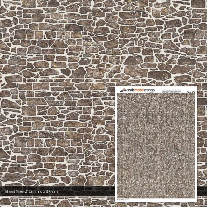 Scale Model Scenery Pointed Brown Stone Texture Paper (Pk of 5) (OO)