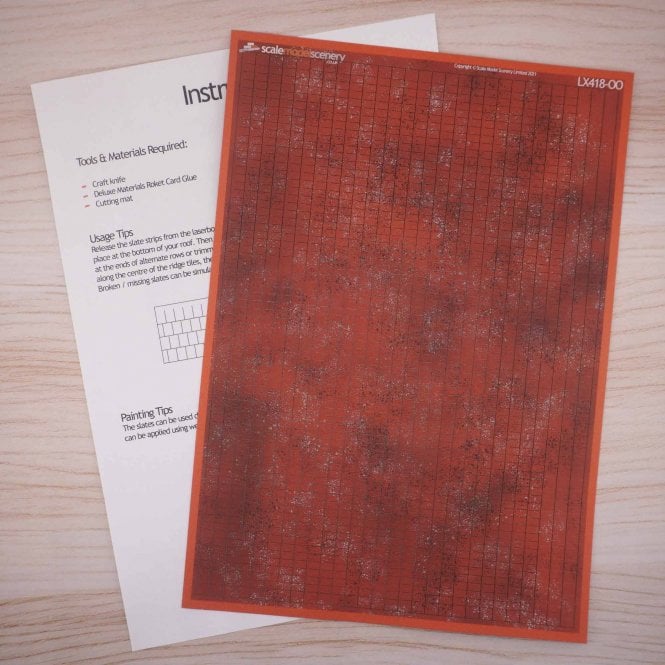 Scale Model Scenery Pre-Weathered Terracotta Roof Tiles – Laser-cut kit (OO)