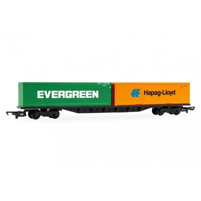 Hornby Railroad: BR FFA Flat w/ Evergreen & Hapag-Lloyd Containers