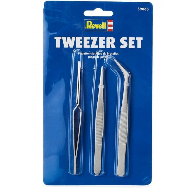 Revell Tweezer Set (1x Straight/Curved/Self-Close) Blister