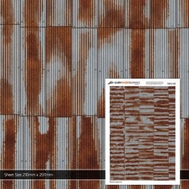 Rusty Corrugated Iron Texture Paper (Pk of 5) (OO)