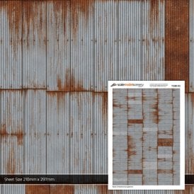 Rusty & Weathered Corrugated Iron Texture Paper (Pk5) (OO)