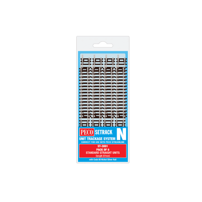 Peco Standard Straight - 87mm long (Pack of 8)
