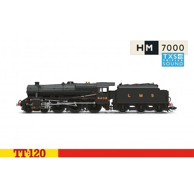 Hornby Stanier 5MT 'Black 5' 5408 LMS Lined Black (Sound Fitted) (TT)