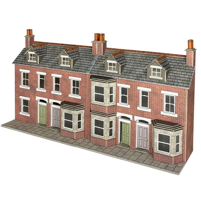Metcalfe OO Terraced House Fronts - Red Brick - OO Scale