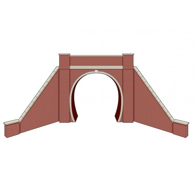 Peco TT Gauge - Tunnel Portals with wing walls, Brick, Single Track (
