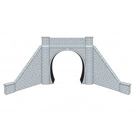 TT Gauge - Tunnel Portals with wing walls, Stone, Single Track