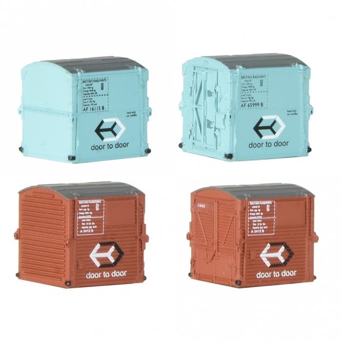 Graham Farish Type A Containers BR Bauxite (x2) & Type AF Cont. BR Ice Blue (x