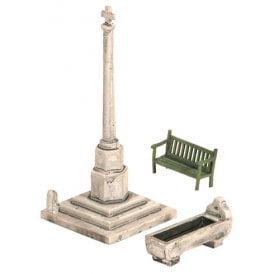 Village Scene - Bench - Horse Trough & Village Cross