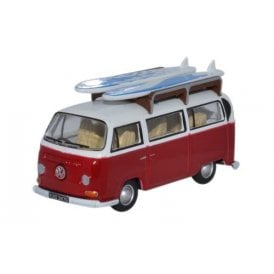 VW Bay Window Bus w/Surfboards - Montana Red/White (1:76)