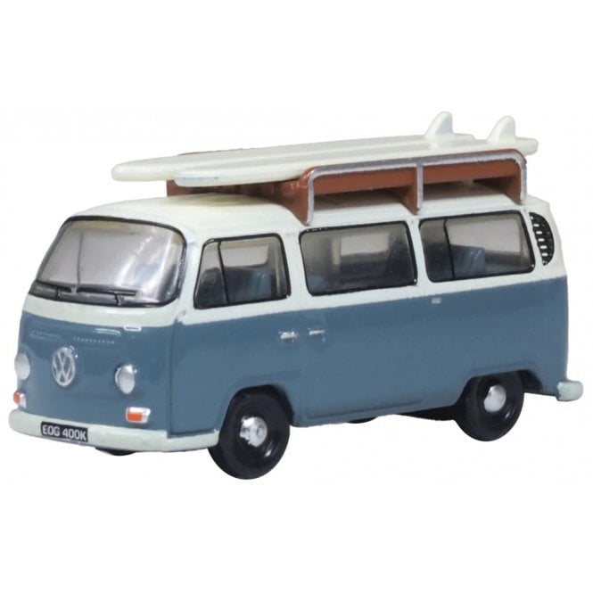 Oxford Diecast VW T2 Bus w/ Surfboards Fiord Blue/Arcona White (TT)