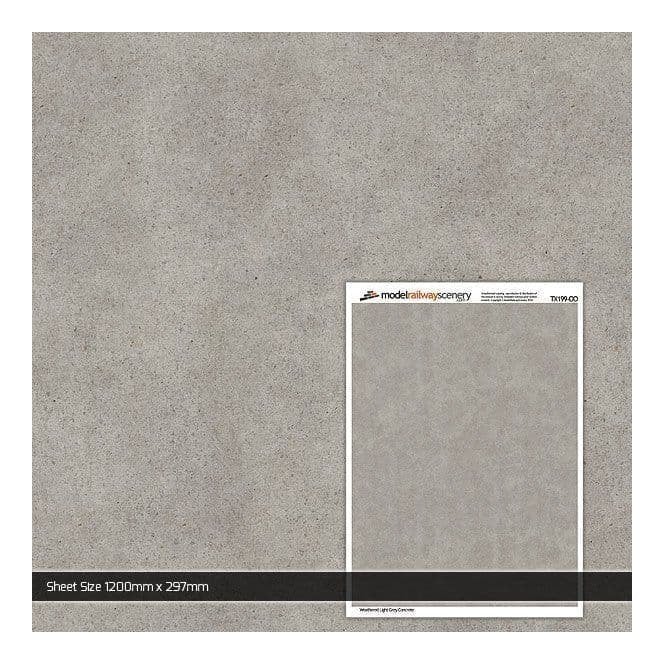 Scale Model Scenery Weathered Light Grey Concrete Texture Paper (Pk5) (OO)