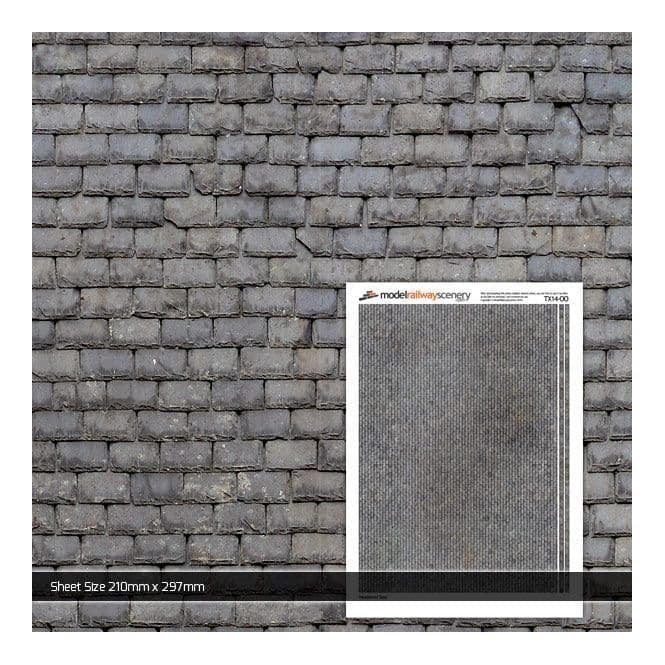 Scale Model Scenery Weathered Slate Roofing Texture Paper (Pk of 5) (OO)