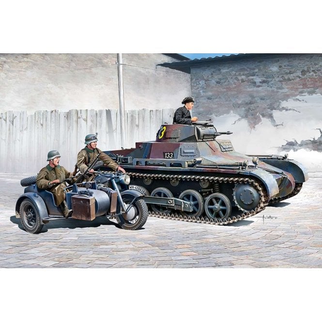 Academy WWII Panzer I Ausf B Light Tank & Motorcycle (1:35)