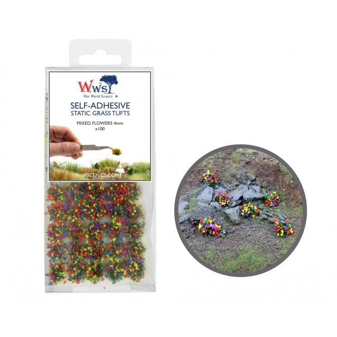 WWScenics WWS 4mm Mixed Flowers Static Grass Tufts x 100